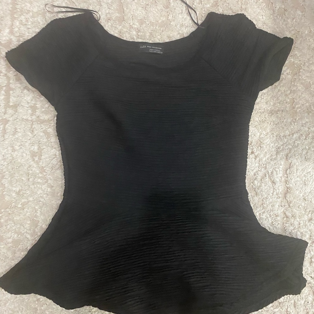 Zara Black Textured Women's Blouse - Picture 2 of 4